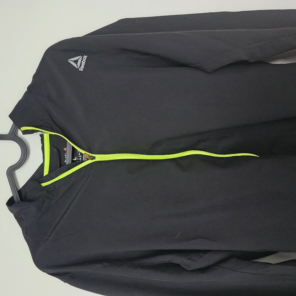 Reebok Men's Black Performance Jacket with Neon Highlights